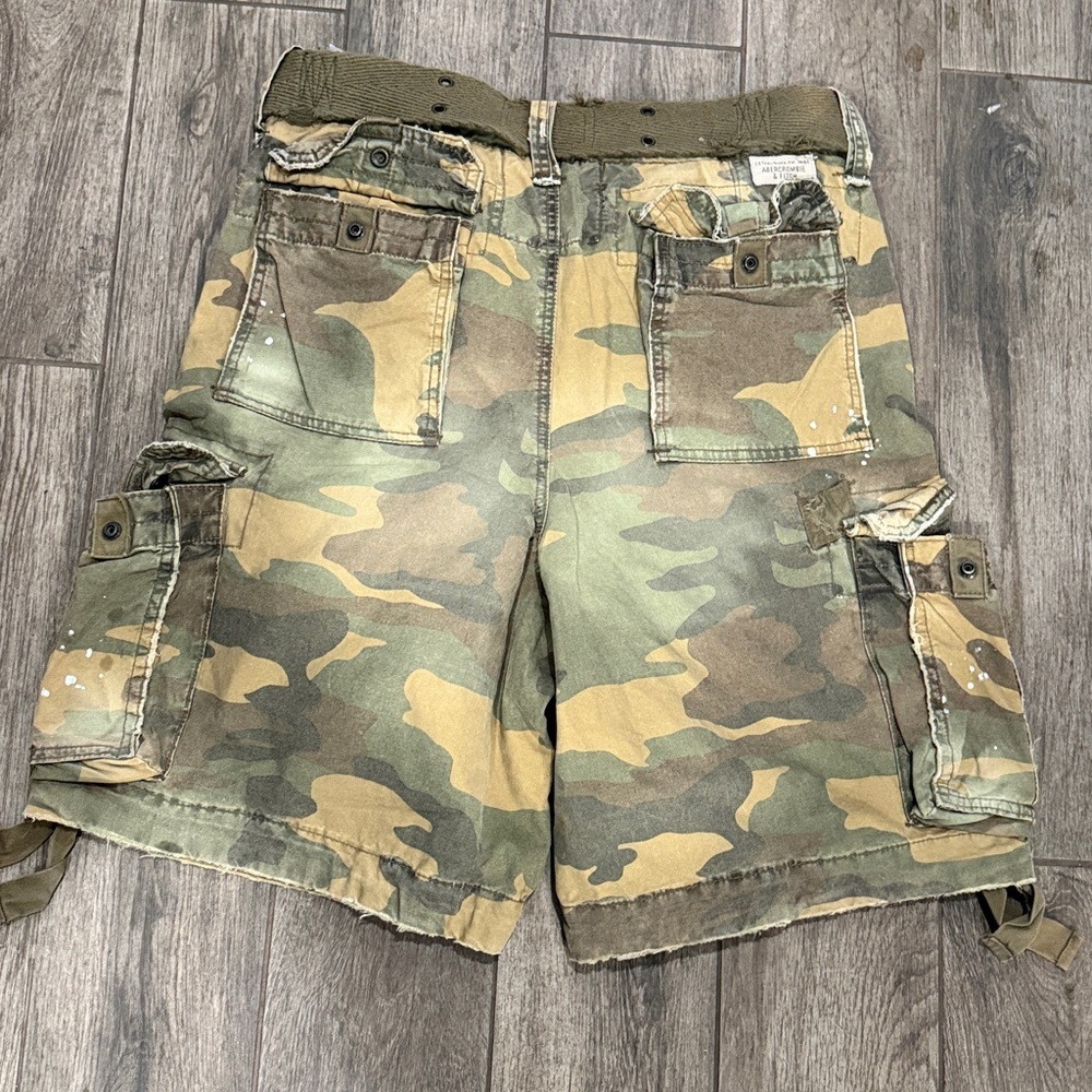 NWT Y2K Abercrombie & Fitch Men's 1892 Paratrouper Camo Belted Cargo Shorts - Picture 5 of 7